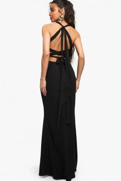 Chiffon Scarf Detail Lace Up Back Maxi Dress | Nasty Gal