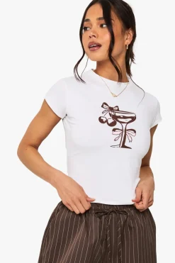 Cocktail Bow Fitted Baby Tee | Nasty Gal