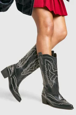 Contrast Stitching Western Cowboy Boots | Nasty Gal