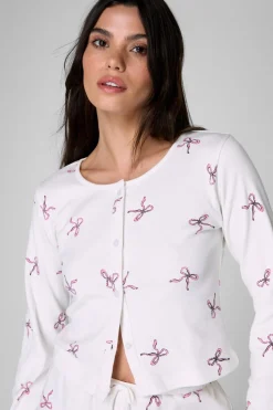 Cotton Bow Rib Button Through Pajama Top | Nasty Gal