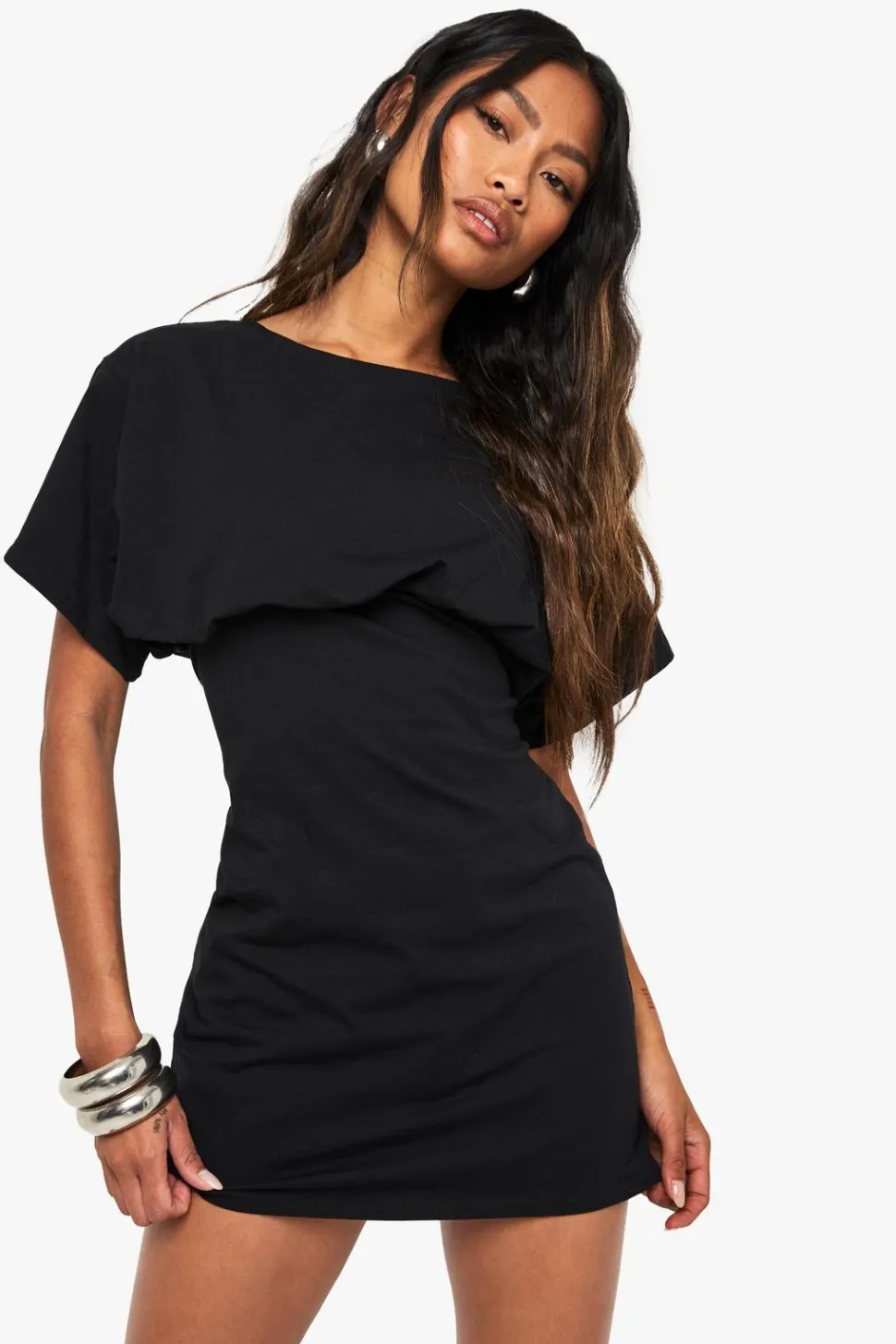 Cotton Crew Neck Batwing Mini Dress | Nasty Gal