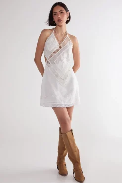 Cotton Embroidered Crochet Mix Layered Mini Dress | Nasty Gal