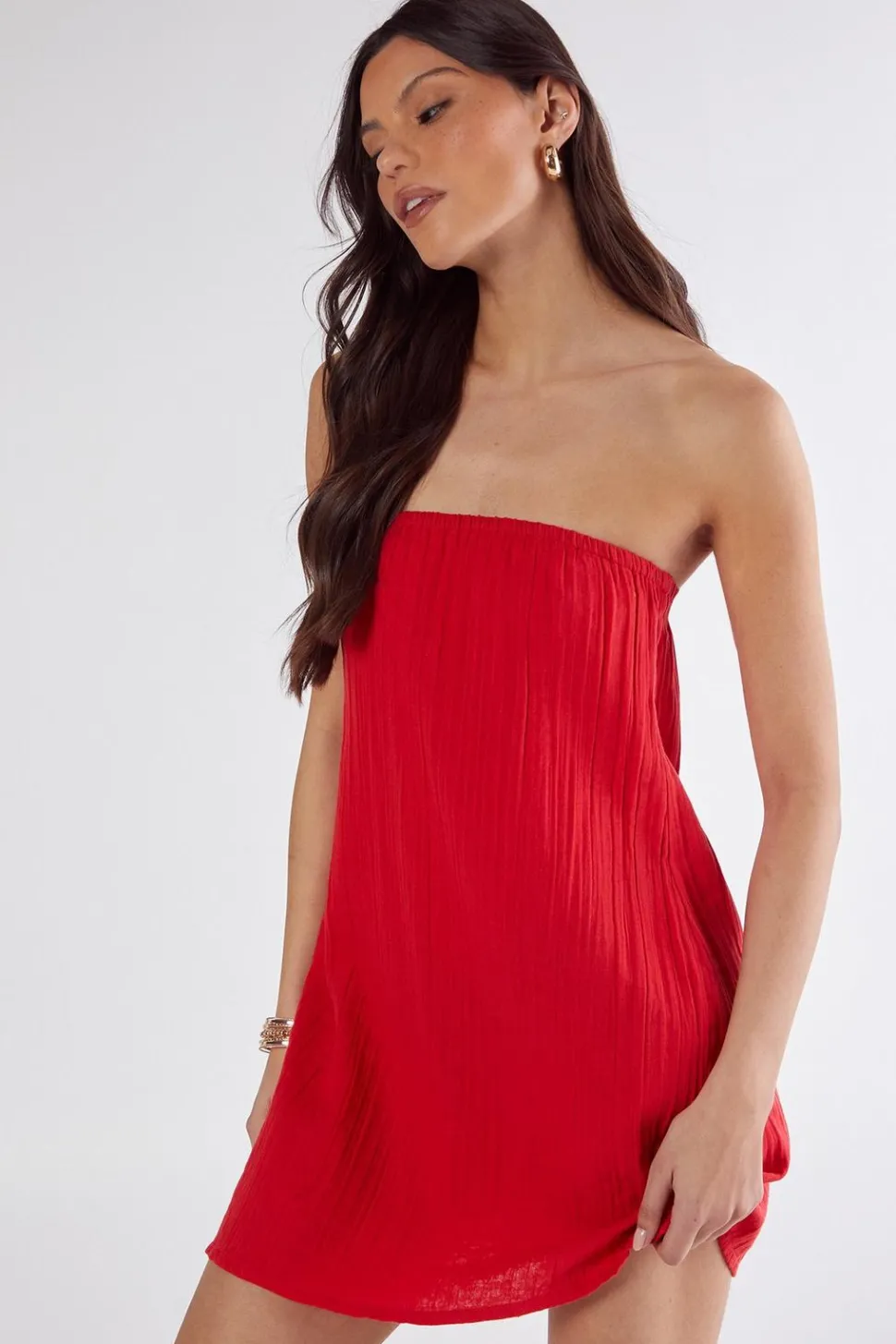 Cotton Gauze Bandeau Mini Dress | Nasty Gal