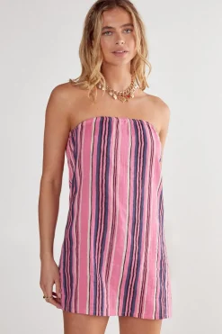 Cotton Gauze Stripe Bandeau Mini Dress | Nasty Gal