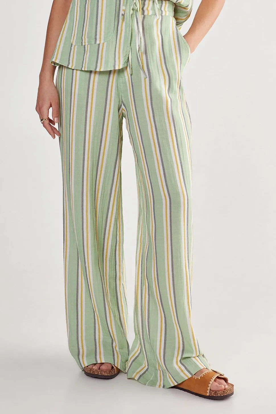 Cotton Gauze Stripe Wide Leg Pants | Nasty Gal