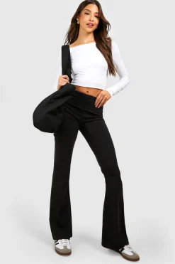 Cotton Jersey Folded Waistband Yoga Flares | Nasty Gal