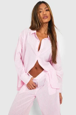 Cotton Pinstripe Oversized Pyjama Shirt | Nasty Gal