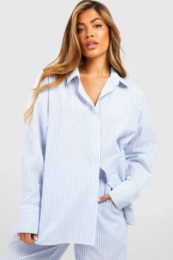 Cotton Pinstripe Oversized Pyjama Shirt | Nasty Gal