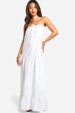 Cotton Poplin Bandeau Volume Maxi Dress | Nasty Gal