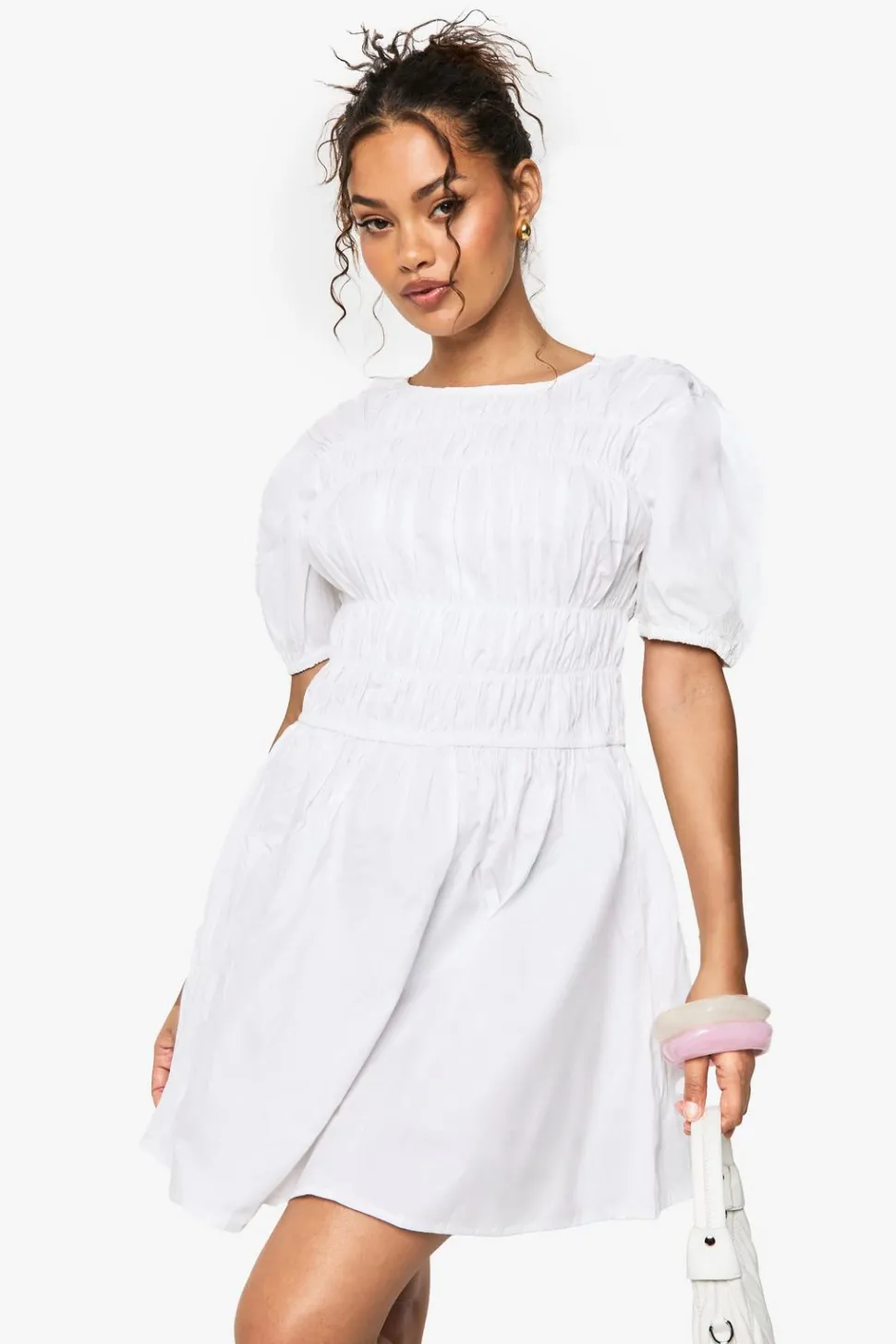 Cotton Poplin Shirred Mini Dress | Nasty Gal