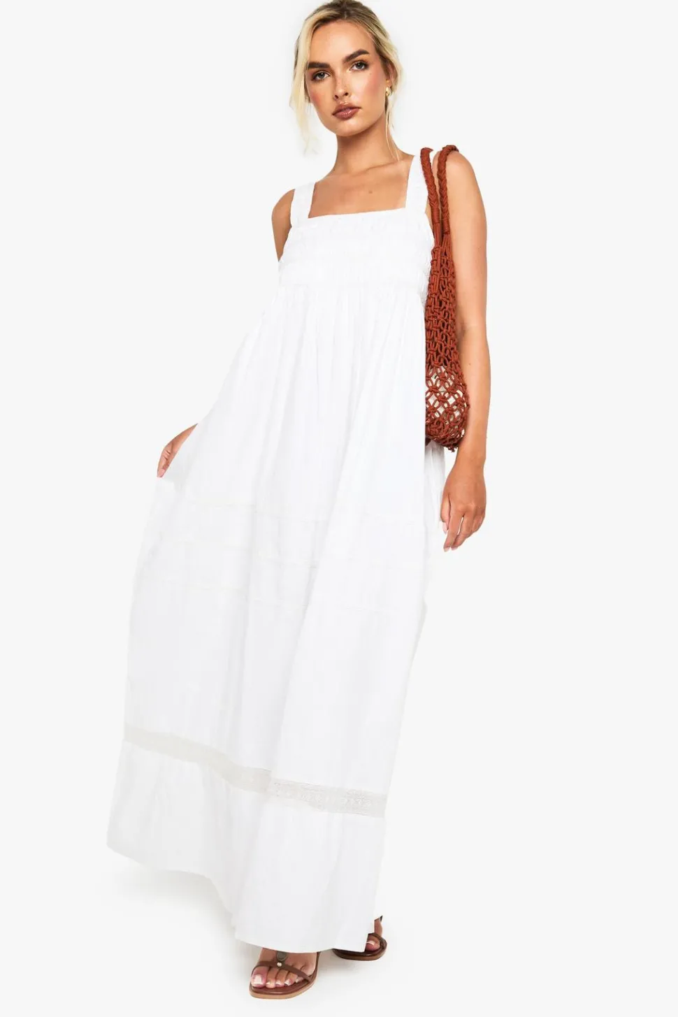 Cotton Ruched Strappy Maxi Dress | Nasty Gal