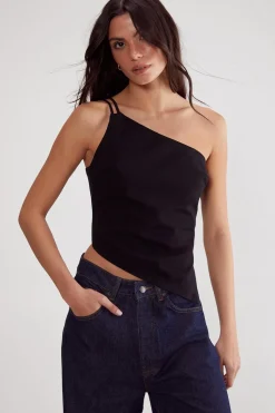 Cotton Twill Asym Neck Tailored Top | Nasty Gal