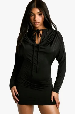 Cowl Strap Detail Long Sleeve Mini Dress | Nasty Gal