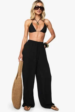 Crinkle Beaded Wide Leg Beach Trousers | Nasty Gal