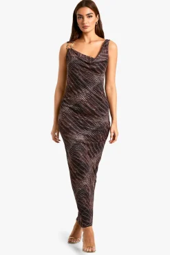 Croc Print Cowl Mesh Slip Dress | Nasty Gal