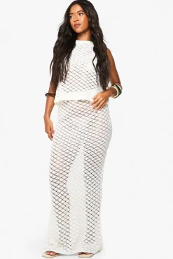 Crochet Button Back Peplum Top and Maxi Skirt Co-Ord | Nasty Gal