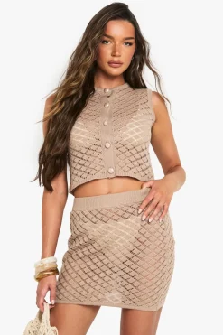 Crochet Button Detail Crop Top and Mini Skirt Co-Ord | Nasty Gal