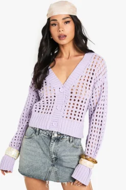 Crochet Knitted Button Down Cardigan | Nasty Gal