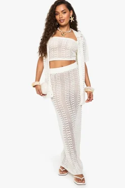 Crochet Oversized Shirt, Bandeau Top and Maxi Skirt Set | Nasty Gal