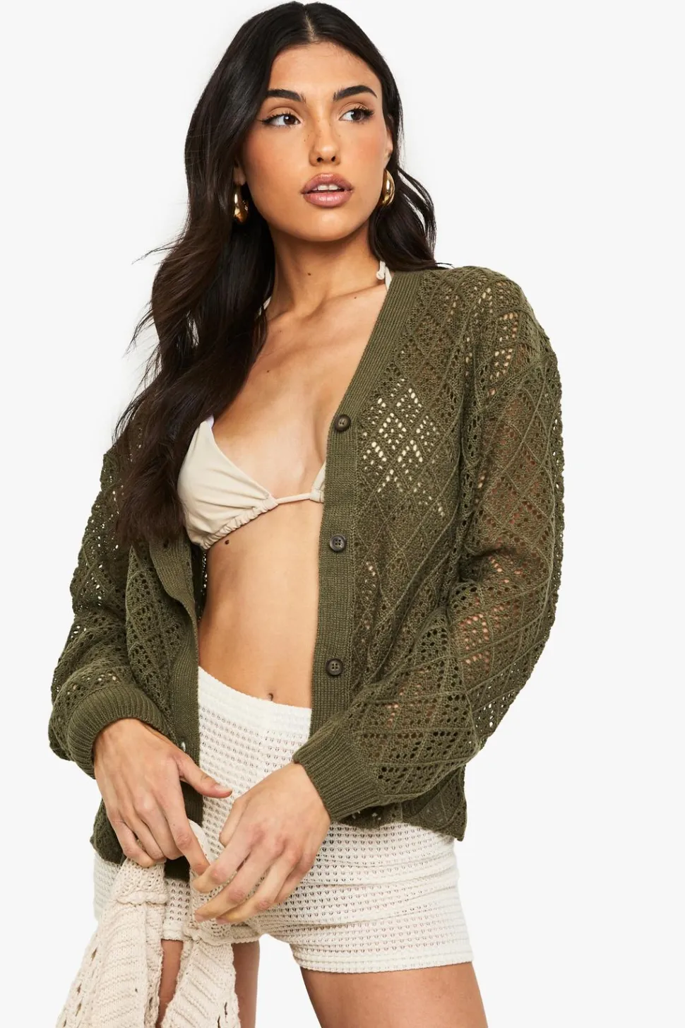 Crochet Slouchy Knitted Cardigan | Nasty Gal