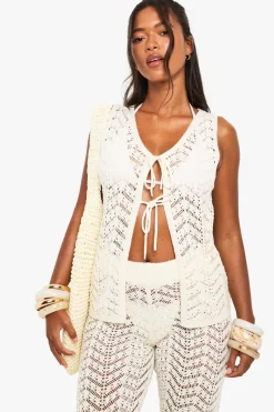 Crochet Tie Waistcoat | Nasty Gal
