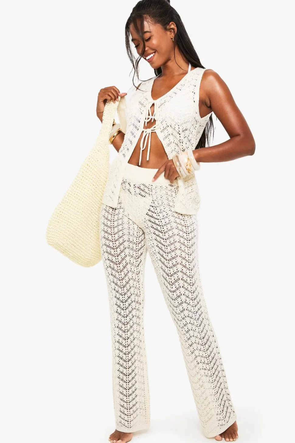 Crochet Wide Leg Trouser | Nasty Gal