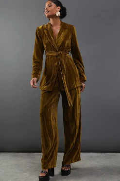 Crushed Velvet High Waisted Tailored Trouser | Nasty Gal