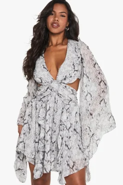 Cut Out Printed Skater Dress | Nasty Gal