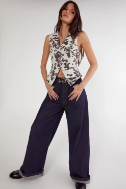 Denim Dalmatian Print Longline Waistcoat | Nasty Gal