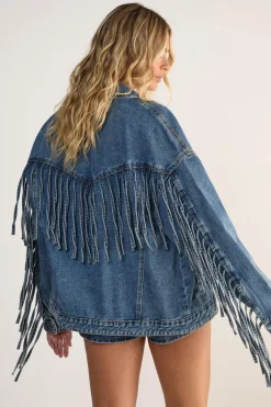 Denim Fringed Oversized Jacket | Nasty Gal