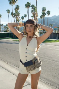 Denim Halterneck Romper | Nasty Gal