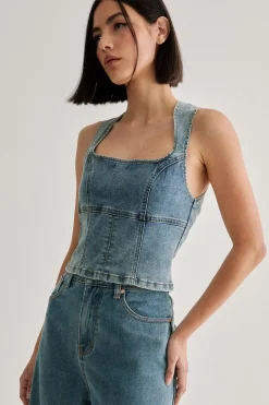 Denim Lace Back Top | Nasty Gal