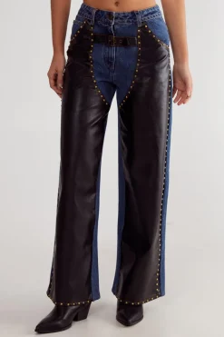 Denim Pu Mix Chaps | Nasty Gal