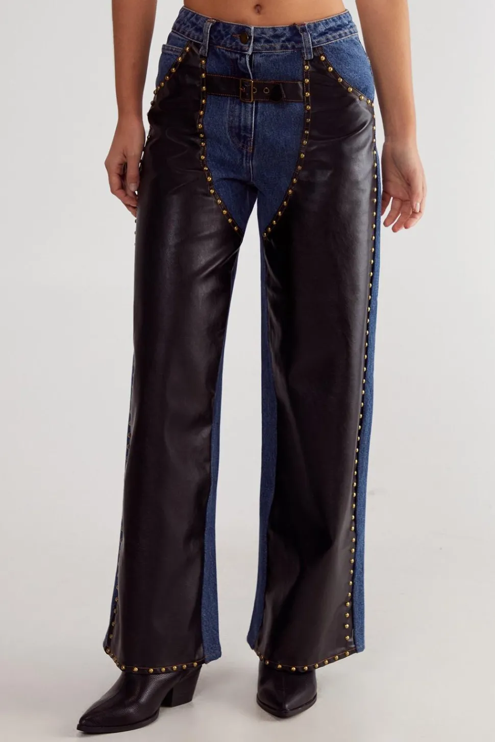 Denim Pu Mix Chaps | Nasty Gal