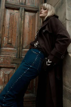 Denim Stud Detail Straight Leg Jean | Nasty Gal