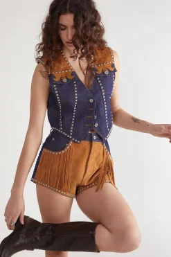 Denim Suede Mix Waistcoat | Nasty Gal