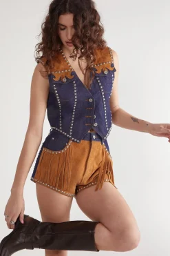 Denim Suede Mix Waistcoat | Nasty Gal