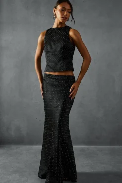 Diamante Hotfix Top And Maxi Skirt Co-Ord | Nasty Gal