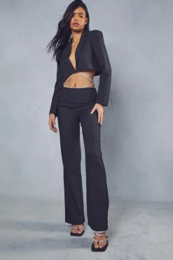 Diamante Strap Straight Leg Trousers | Nasty Gal