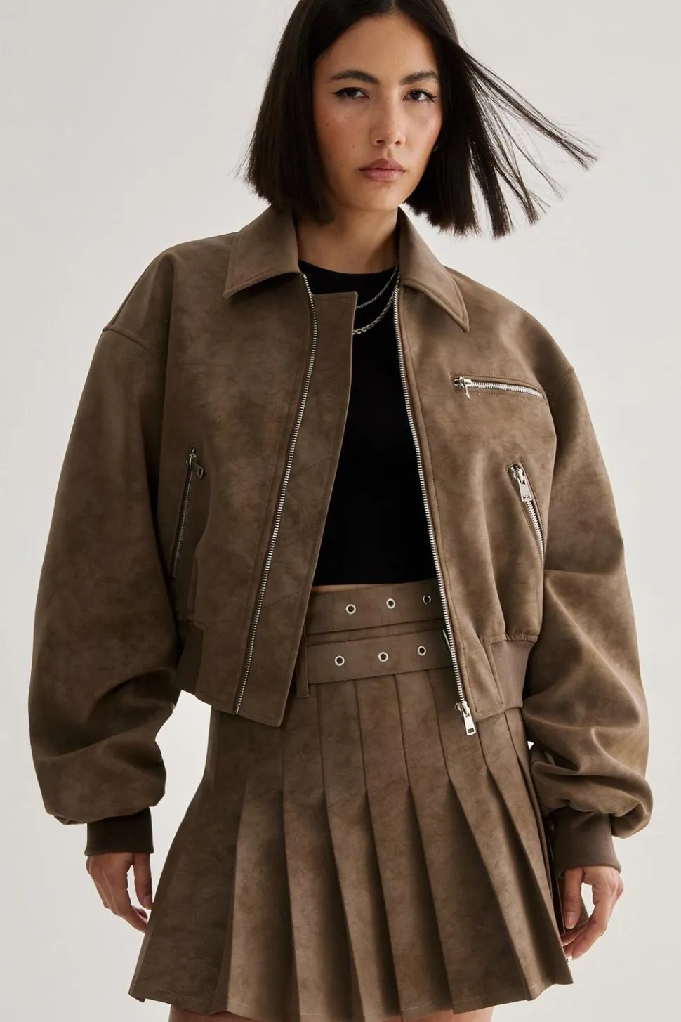 Distressed Faux Leather Bomber Jacket | Nasty Gal