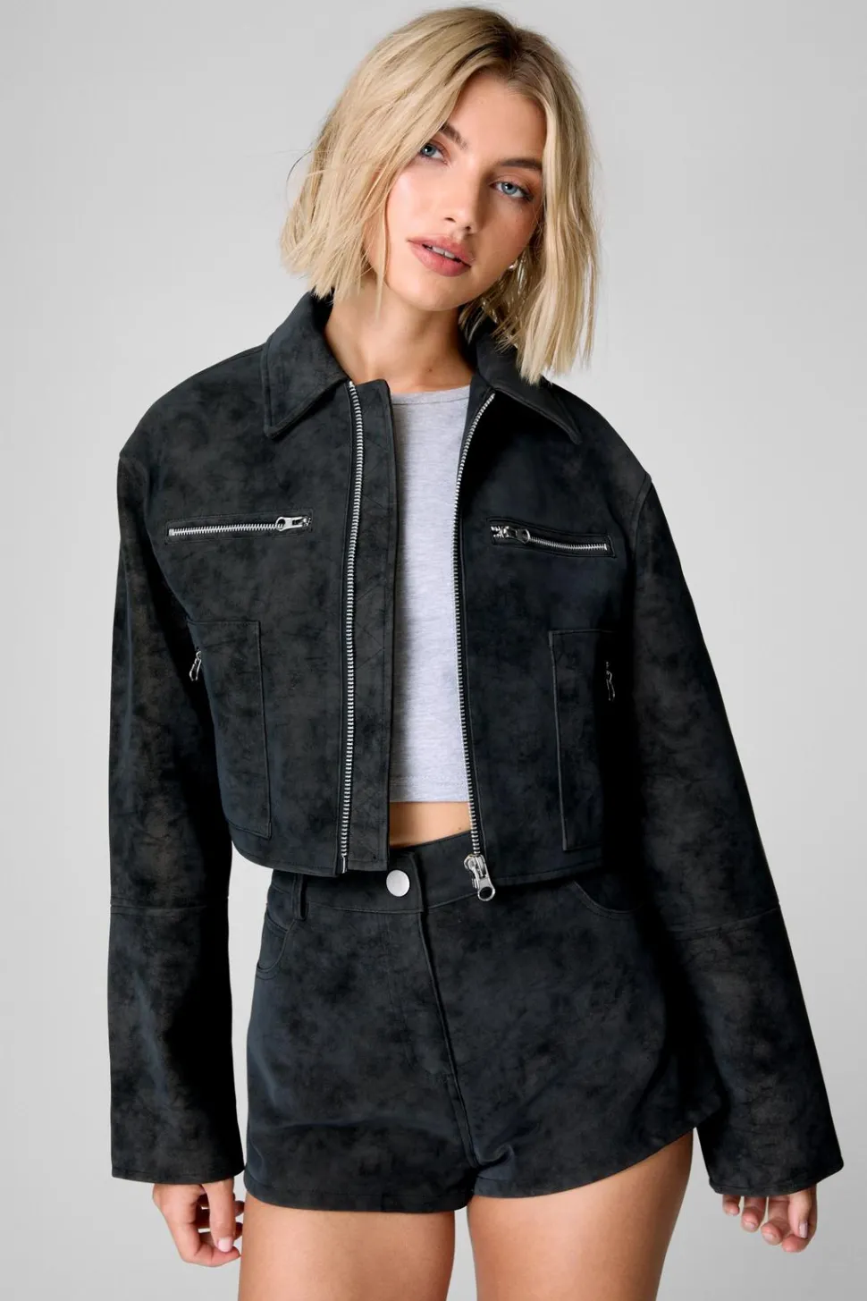 Distressed Faux Leather Trucker Jacket | Nasty Gal