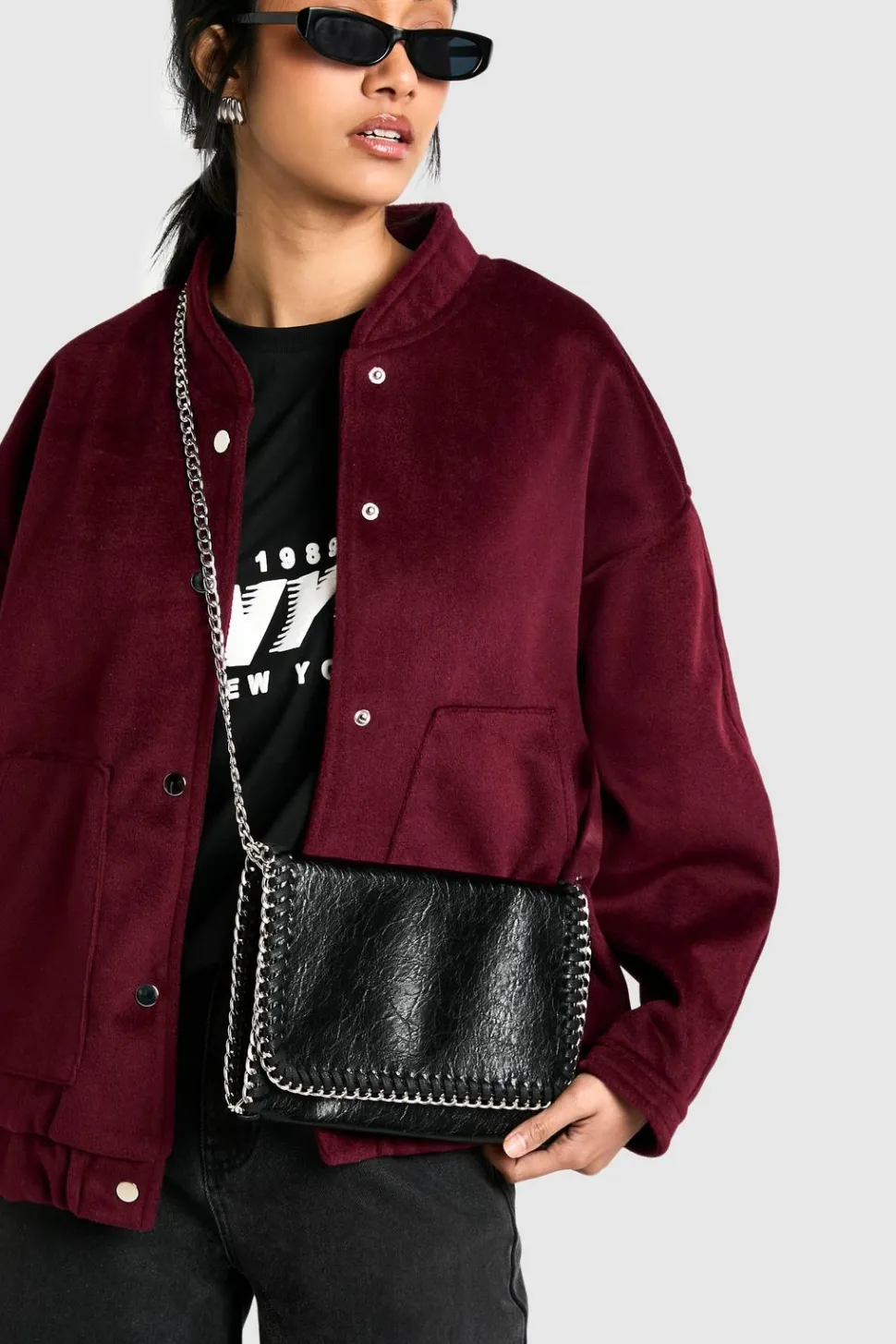 Distressed PU Chain Cross Body Bag | Nasty Gal