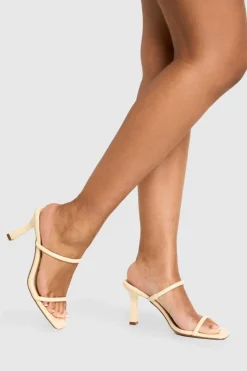 Double Strap Mid Height Heeled Mules | Nasty Gal