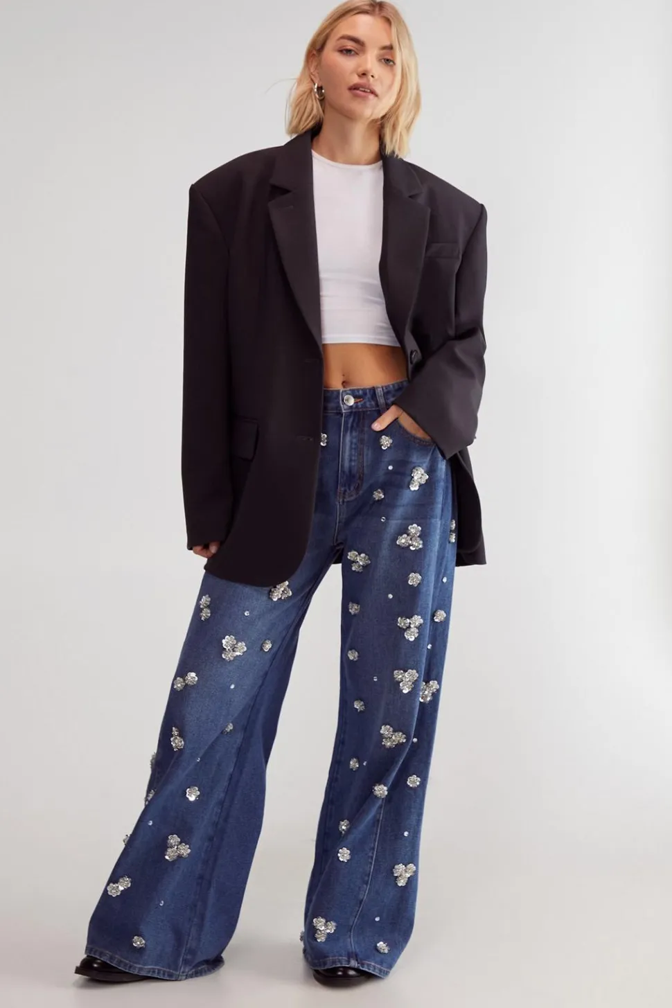 Embellished Flower Applique Jean | Nasty Gal