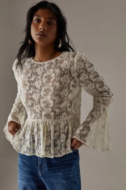 Embroidered Mesh Flare Sleeve Blouse | Nasty Gal