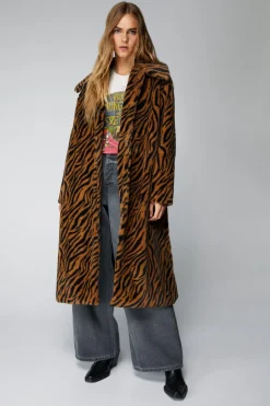 Essentials Printed Faux Fur Coat | Nasty Gal