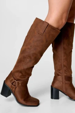 Faux Leather Heeled Biker Boot | Nasty Gal