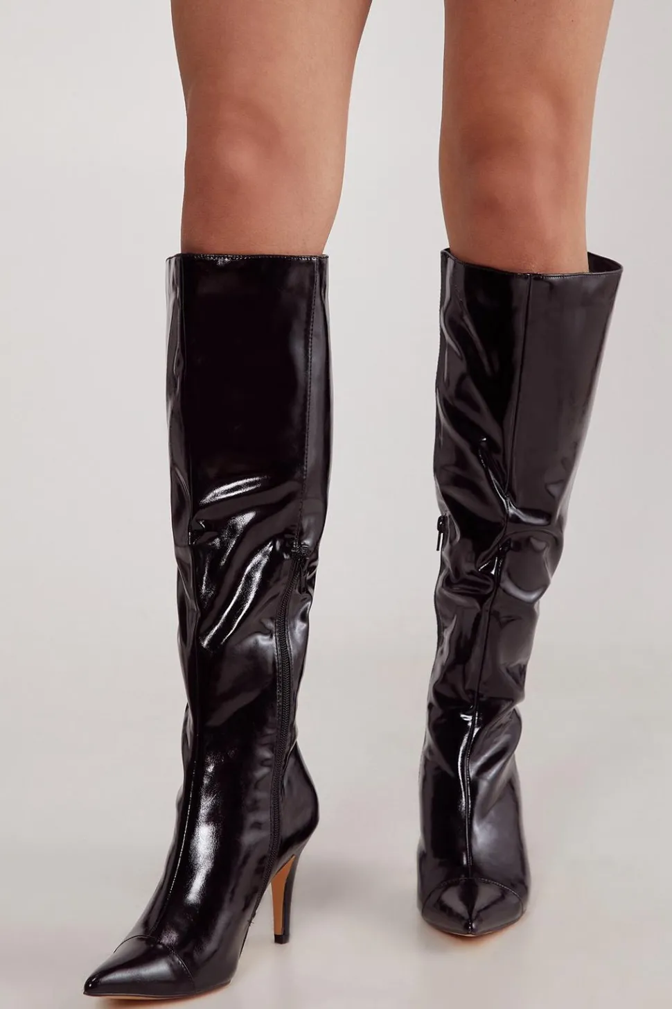 Faux Leather Knee High Pointed Boot | Nasty Gal