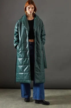 Faux Leather Wrap Belted Padded Coat | Nasty Gal