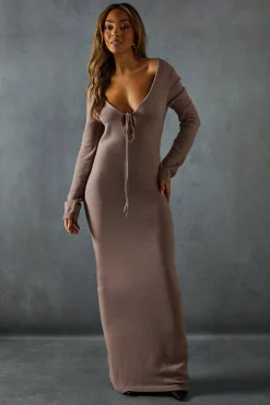 Fine Gauge Tie Front Knitted Midaxi Dress | Nasty Gal